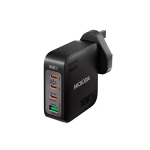 Microdia - SmartCube Nano - 140W 4-Port USB-C & USB-A SmartAI PD Wall GaNPro Charger Plug - Charcoal