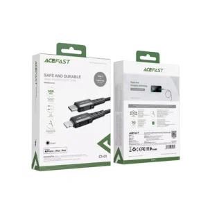 Acefast - 1.2m (30W) Power Delivery - Type C to MFI Lightning Braided Cable - Black