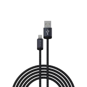Devia - 1m (2.4A) Mesh Armour USB to Non-MFi Lightning Cable - Black